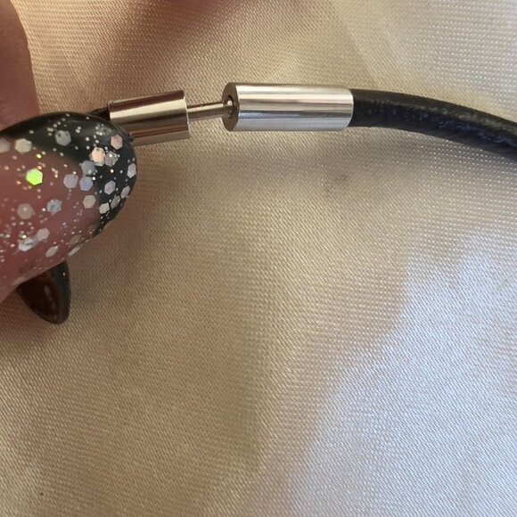 925 Sterling Silver Cross Black ONYX Necklace Leather Gemstone Unisex jewelry - Picture 15 of 16